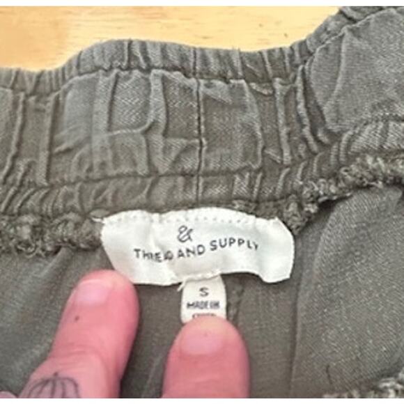 Thread & Supply Flowy Tencel Joggers Army Green Lightweight Size Small - Picture 7 of 8